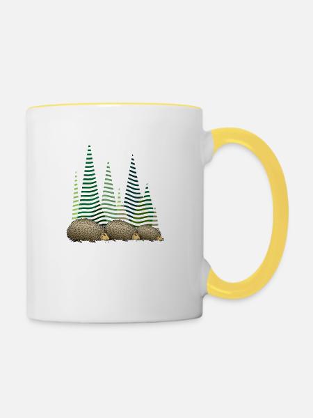 Igel - Tasse zweifarbig - Weiß/Gelb