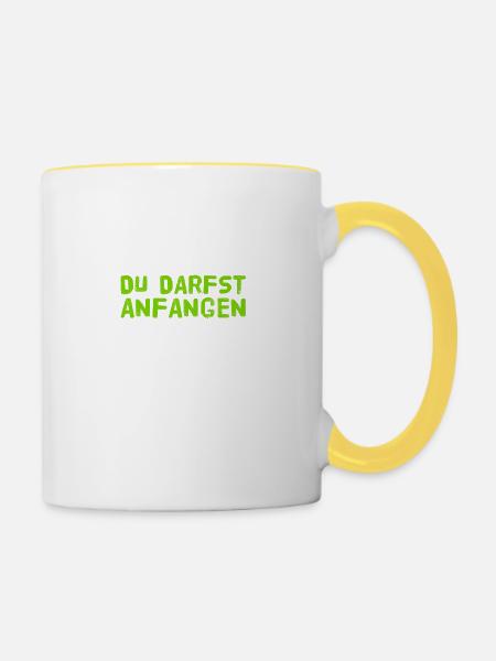 du darfst beginnen - Tasse zweifarbig - Weiß/Gelb