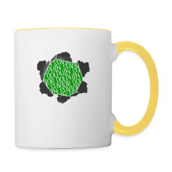 bday catfish tshirts animaux idée cadeau précieuse - Mug contrasté - blanc/jaune - Droite