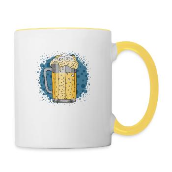 Becher - Tasse zweifarbig - Weiß/Gelb - Rechts