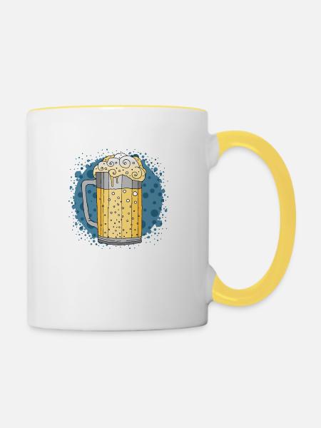 Becher - Tasse zweifarbig - Weiß/Gelb