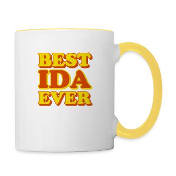 Ida First Name Funny Gift - Contrasting Mug - white/yellow - Right