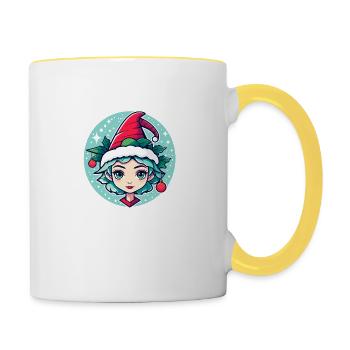 Elf Christmas Illustration - Contrasting Mug - white/yellow - Right
