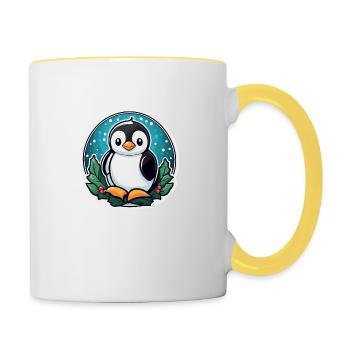 Penguin Christmas Illustration - Contrasting Mug - white/yellow - Right