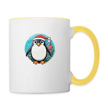 Penguin Christmas Illustration - Contrasting Mug - white/yellow - Right