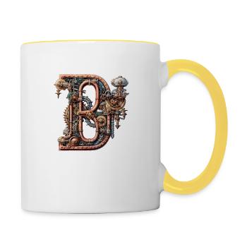 Abstract Futuristic Illustrations Symbols Words - Contrasting Mug - white/yellow - Right