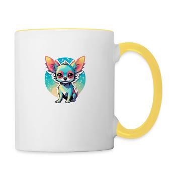 Chihuahua Dog Drawing - Contrasting Mug - white/yellow - Right