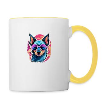 Doberman Dog Drawing - Contrasting Mug - white/yellow - Right