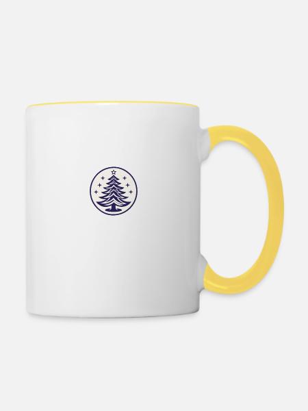 Weihnachtsbaum Emblem Tannenbaum oder Christbaum - Tasse zweifarbig - Weiß/Gelb