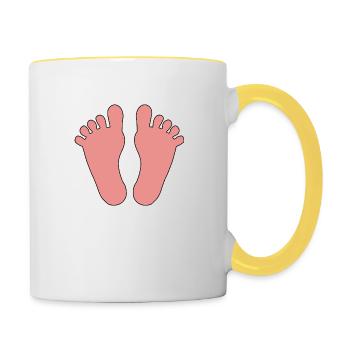 Baby Feet Girl Boy - Contrasting Mug - white/yellow - Right