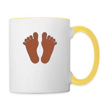 Baby Feet Girl Boy - Contrasting Mug - white/yellow - Right