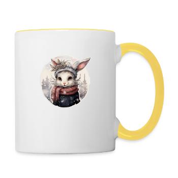 Lapin des neiges - Mug contrasté - blanc/jaune - Droite