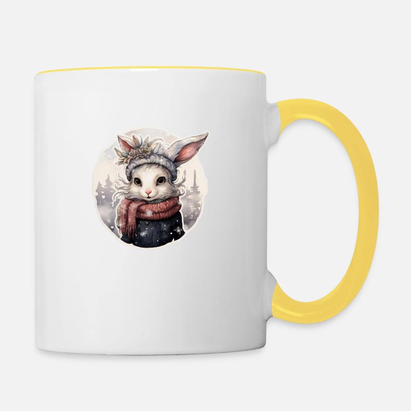 Schneehäschen - Tasse zweifarbig - Weiß/Gelb
