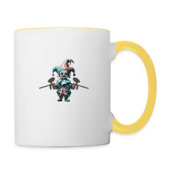 Impression de bouffon d’horreur paintballred embroydyred - Mug contrasté - blanc/jaune - Droite
