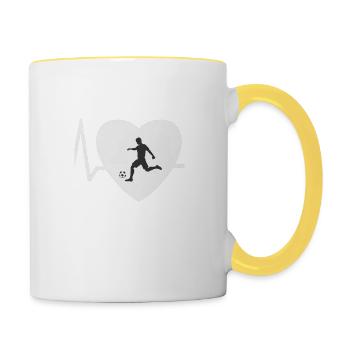 Herzschlag Fussball - Tasse zweifarbig - Weiß/Gelb - Rechts