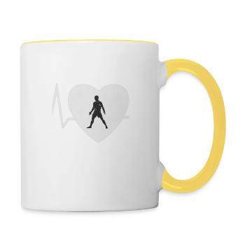 Battement de cœur Football - Mug contrasté - blanc/jaune - Droite