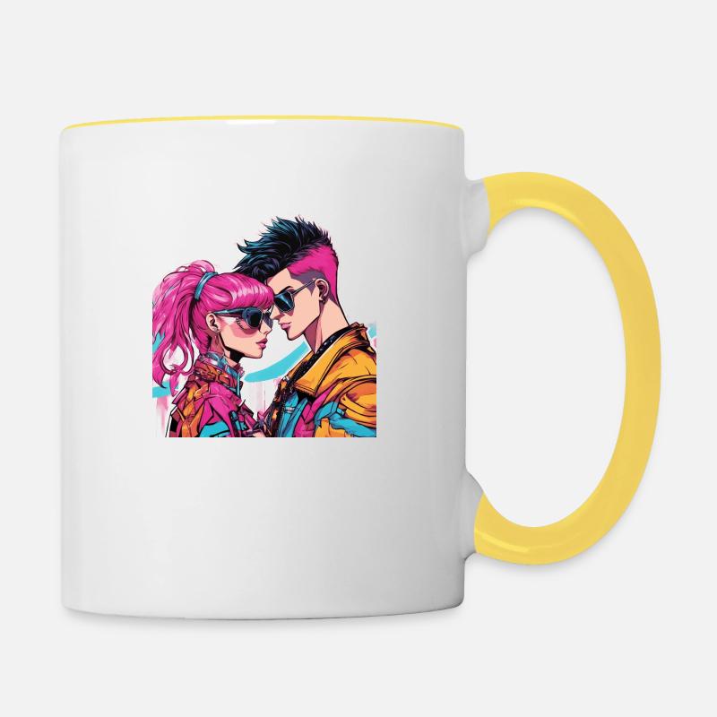 Mode Y2K - Mug contrasté - blanc/jaune