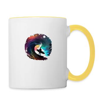 Wellenreiter - Tasse zweifarbig - Weiß/Gelb - Rechts