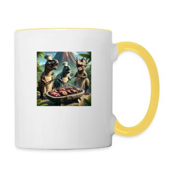 BBQ Dinosaurier Grillmeister Carnivore - Tasse zweifarbig - Weiß/Gelb - Rechts