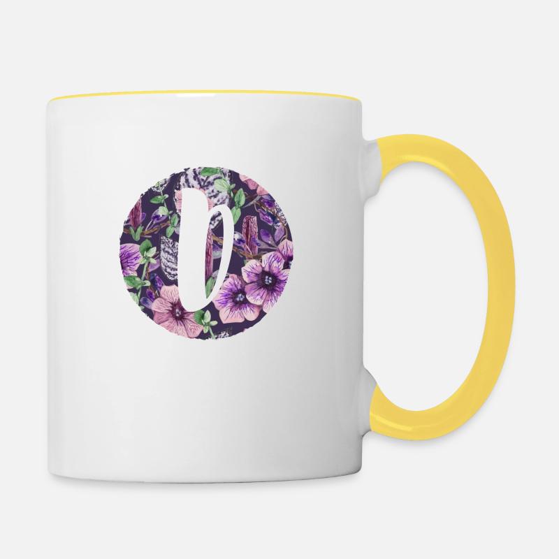 Buchstabe D - Tasse zweifarbig - Weiß/Gelb