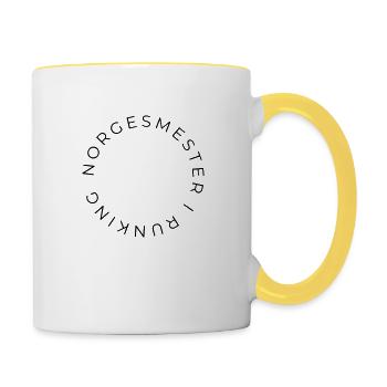 Norwegischer Meister im Wichsen - Tasse zweifarbig - Weiß/Gelb - Rechts