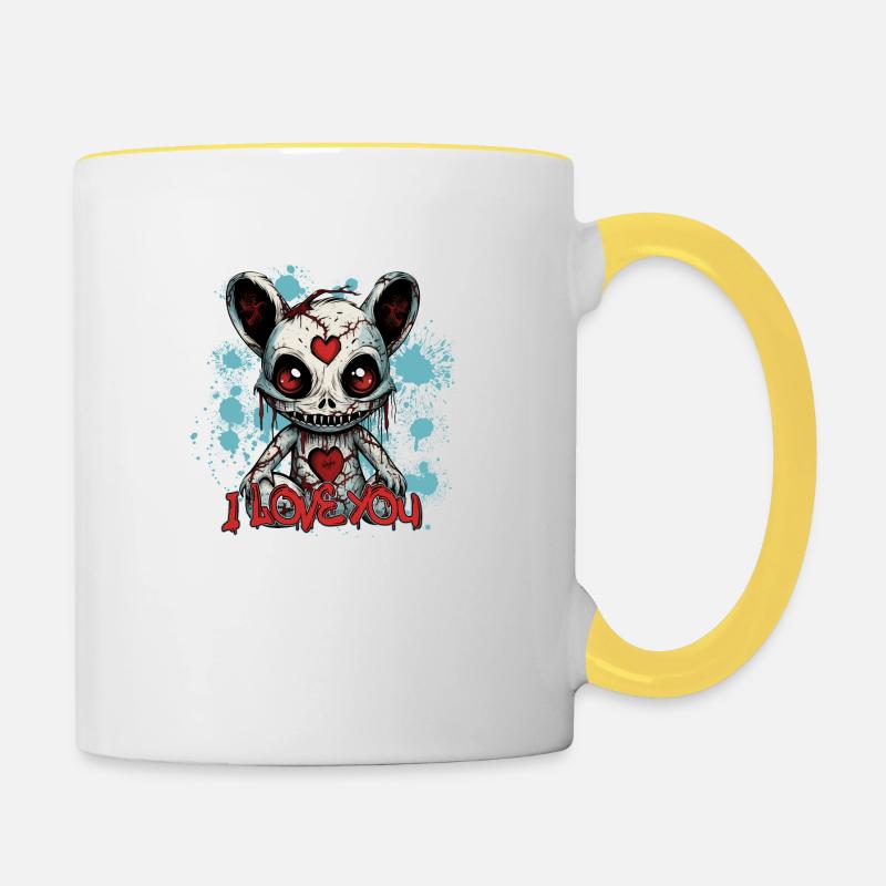 VODOO TEDDY - Contrasting Mug - white/yellow
