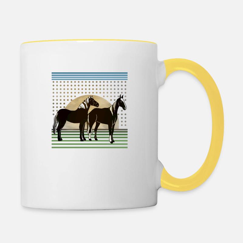 Chevaux - Mug contrasté - blanc/jaune