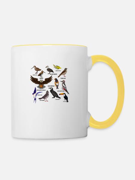 Vogel-Set - Tasse zweifarbig - Weiß/Gelb