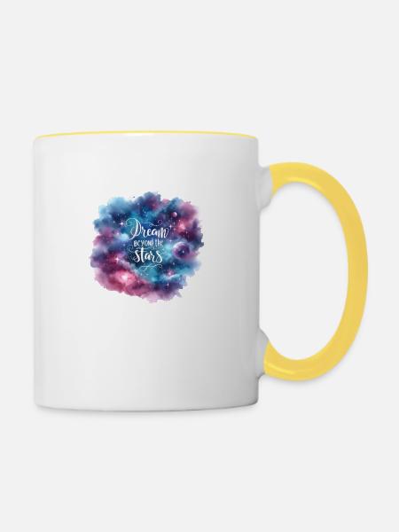 Dream Beyond the Stars - Tasse zweifarbig - Weiß/Gelb