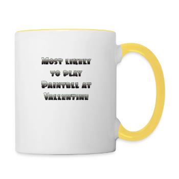 Am ehesten wird man am Vallentines Day Paintball spielen - Tasse zweifarbig - Weiß/Gelb - Rechts