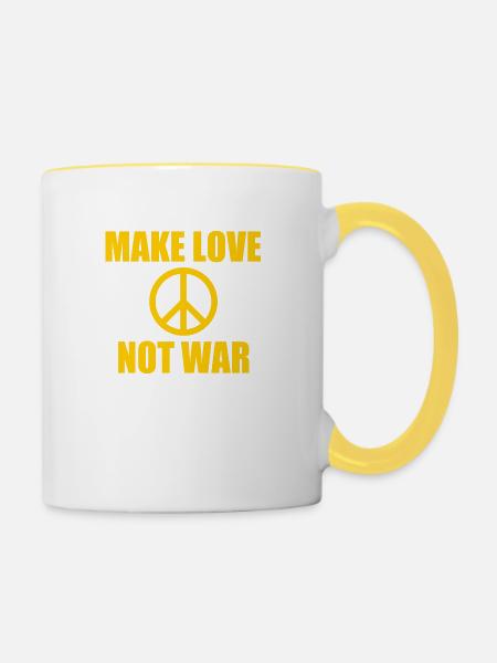 Make love not war - Tasse zweifarbig - Weiß/Gelb