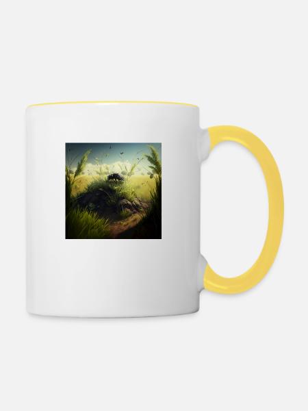 Maulwurfshügel - Tasse zweifarbig - Weiß/Gelb