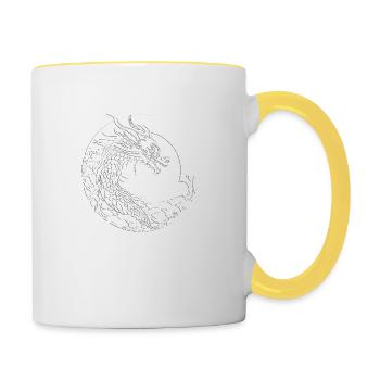 Fantasy Dragon Anime Dragon Head Reptile mythique - Mug contrasté - blanc/jaune - Droite