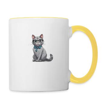 Chat docteur - Mug contrasté - blanc/jaune - Droite