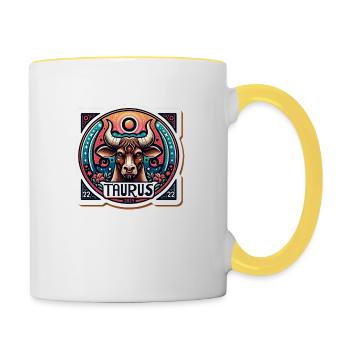 Taurus Sternzeichen - Tasse zweifarbig - Weiß/Gelb - Rechts