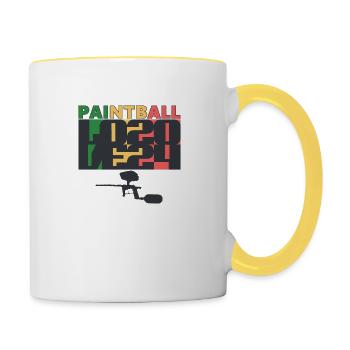 Paintball Love 2024 Couleurs rasta - Mug contrasté - blanc/jaune - Droite