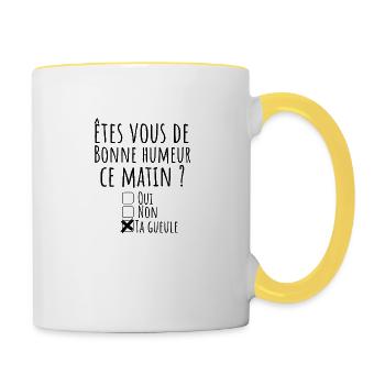 Good mood funny gift idea - Contrasting Mug - white/yellow - Right