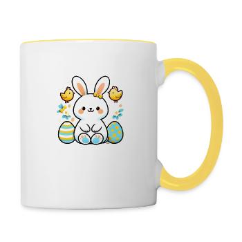 Lapin de Pâques mignon - Mug contrasté - blanc/jaune - Droite