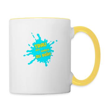 Farbige Courage: Andersartigkeit wagen 2 - Tasse zweifarbig - Weiß/Gelb - Rechts