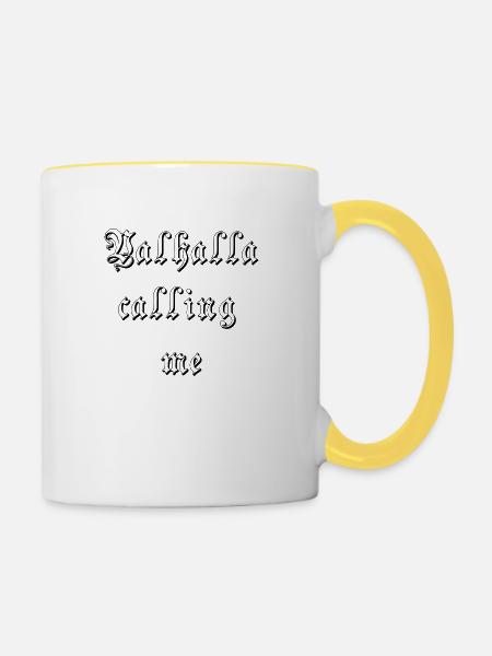 Walhalla ruft mich - Tasse zweifarbig - Weiß/Gelb