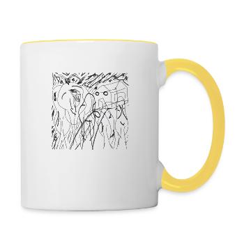 Forêt animée transparente - Mug contrasté - blanc/jaune - Droite