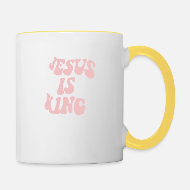 Jesus is King - Contrasting Mug - white/yellow