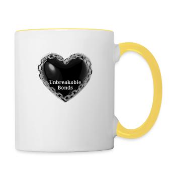 Unbreakable Bonds, black heart - Contrasting Mug - white/yellow - Right