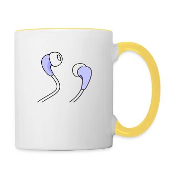 Musique Noir earsphones - Mug contrasté - blanc/jaune - Droite