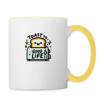 Toast to good Life - Tasse zweifarbig - Weiß/Gelb - Rechts