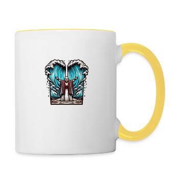 Moses teilt das Meer. - Tasse zweifarbig - Weiß/Gelb - Rechts