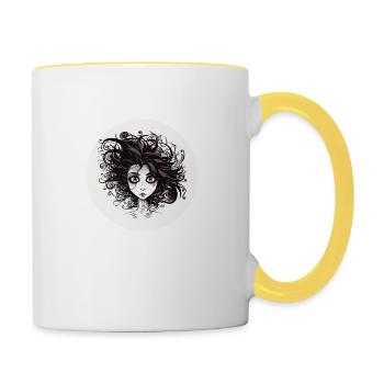 Frau - Tasse zweifarbig - Weiß/Gelb - Rechts