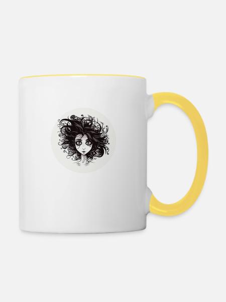 Frau - Tasse zweifarbig - Weiß/Gelb