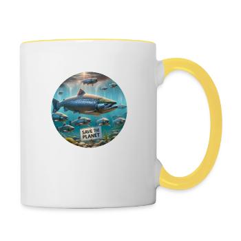 Salmon Family - Contrasting Mug - white/yellow - Right
