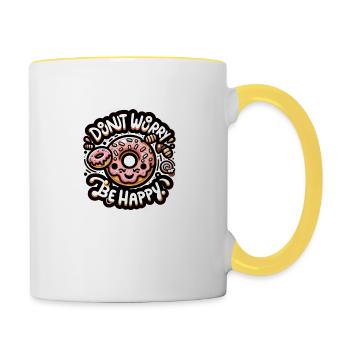 Donut Worry - Be Happy - Contrasting Mug - white/yellow - Right